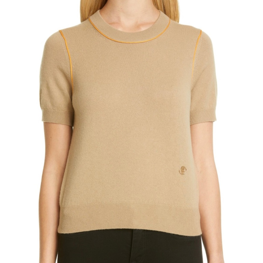 Burberry Women's Short-Sleeve Cashmere
Sweater - Copper Pink